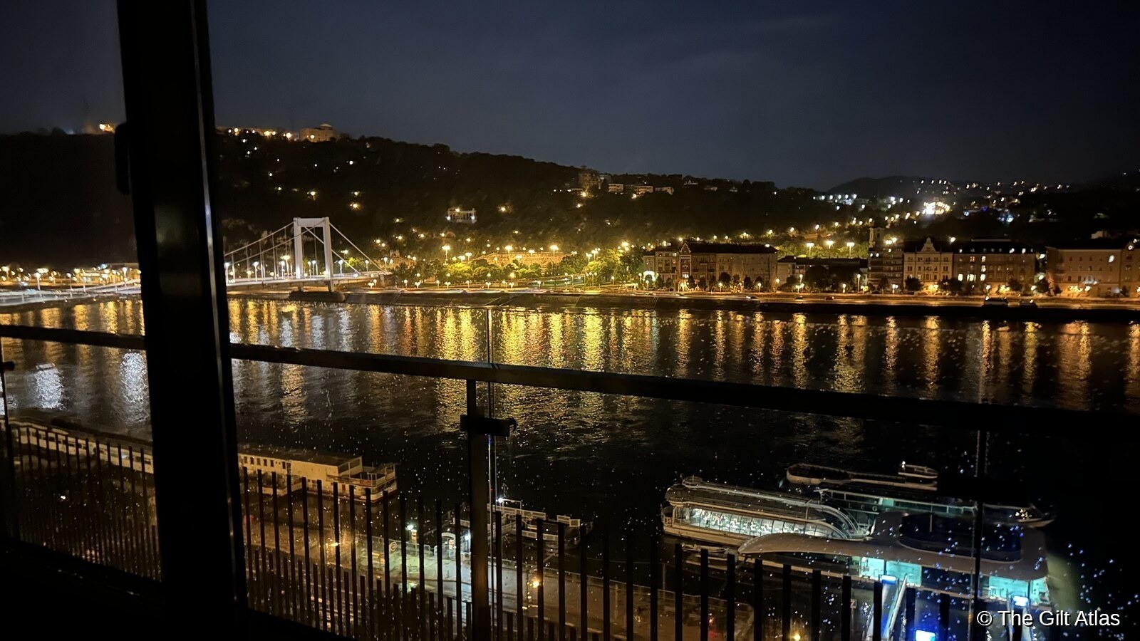 Night view of the Elisabeth Bridge and Danube from the Budapest Marriott