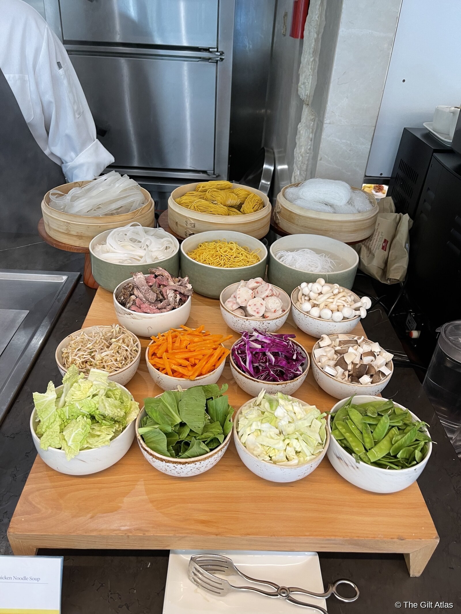 Asian noodle bar toppings station at Westin Manila breakfast
