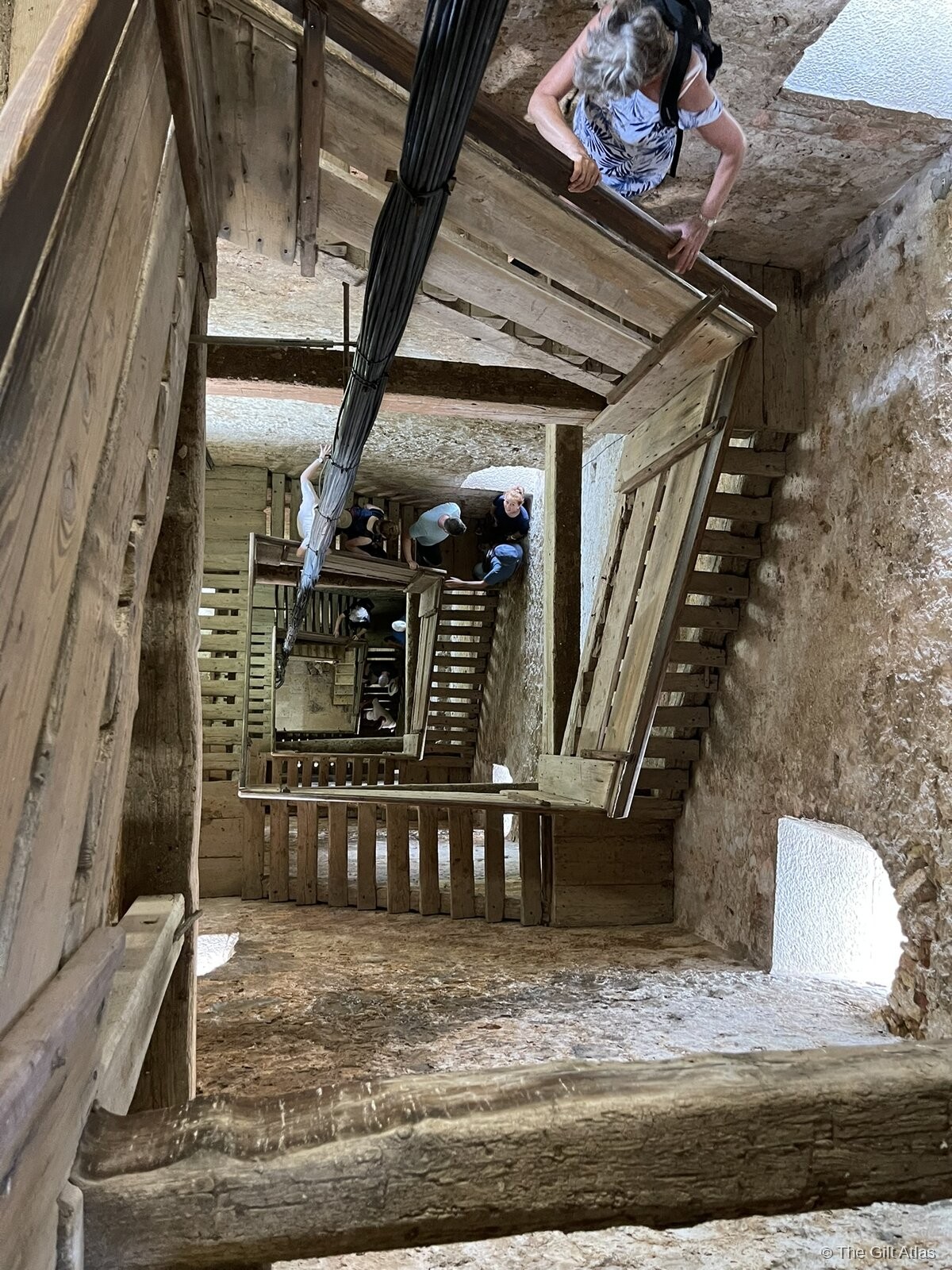 The ancient spiral stone staircase inside the St. Euphemia campanile, Rovinj
